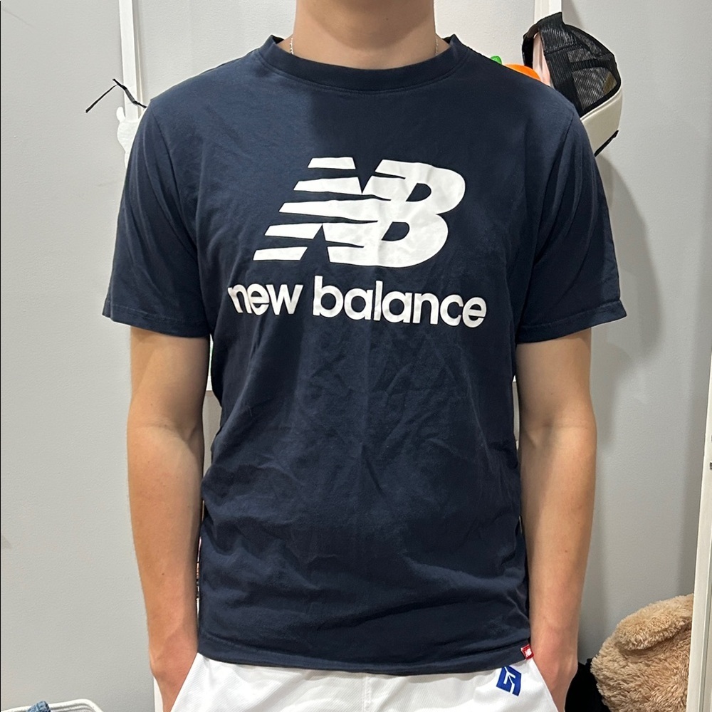 New Balance Dark Blue Tee with White Logo